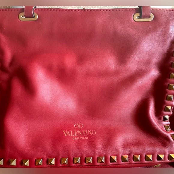 Valentino Garavani, red color leather , two way, rockstud tote. - Picture 9 of 11